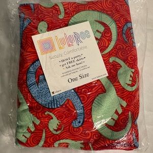 LuLaRoe Women Vintage OS Leggings Red Blue Green Dinosaur Print Colorful Stretch